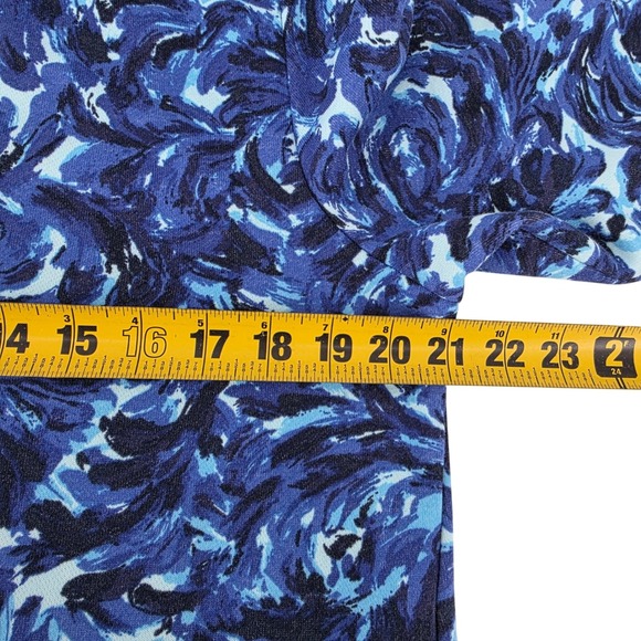 Talbots Women's Blue Swirl Print Long Sleeve Sweatshirt M Zip Sides - Picture 5 of 7